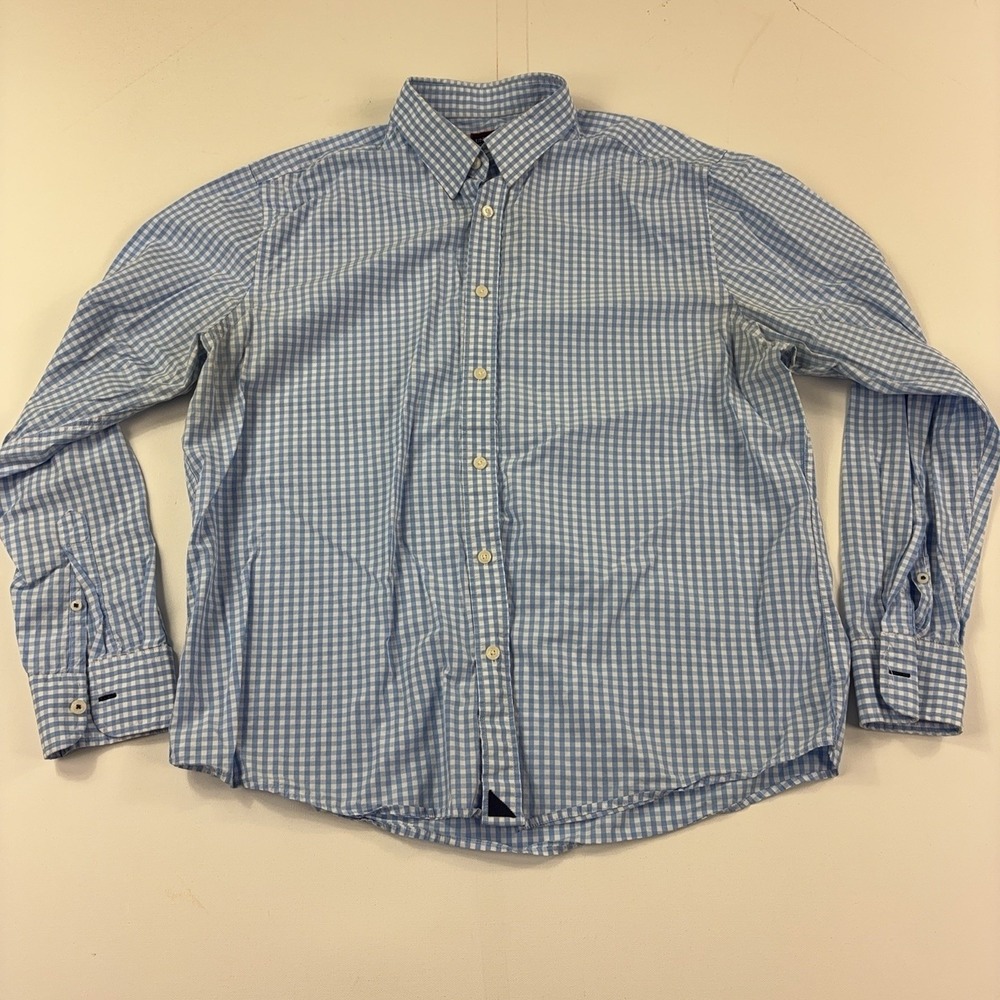 UNTUCKit Shirt Mens Large Blue Check Long Sleeve Button Down Cotton Casual